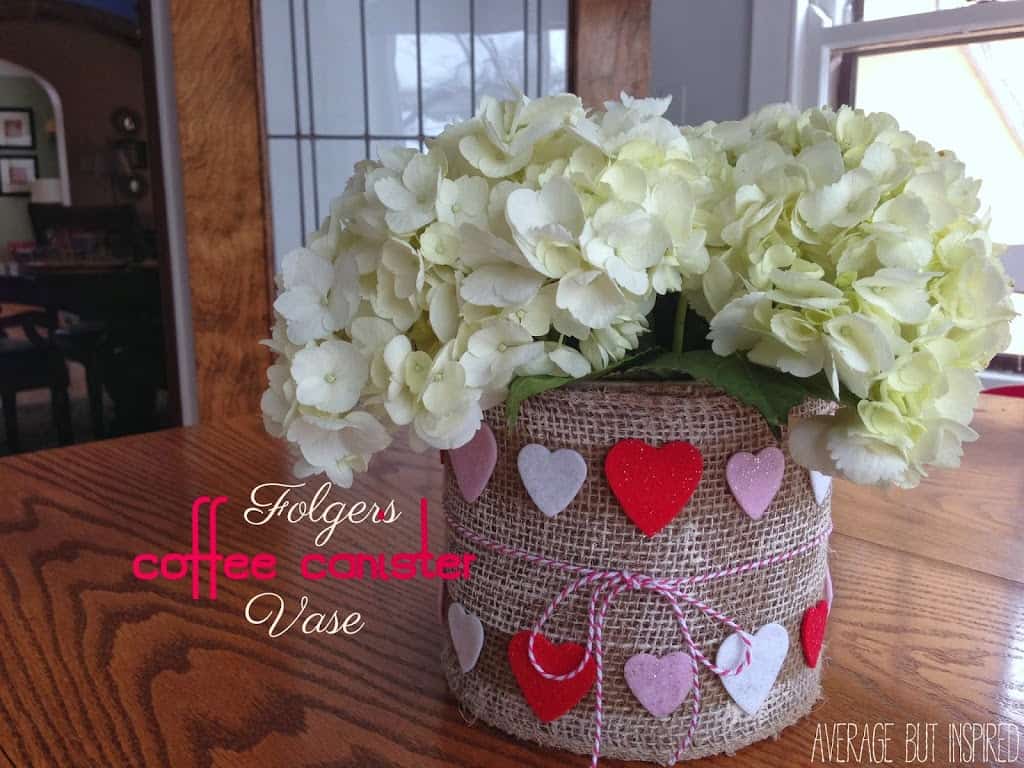 Genius! Upcycle a Folgers coffee canister into a vase that's perfect for any occasion!