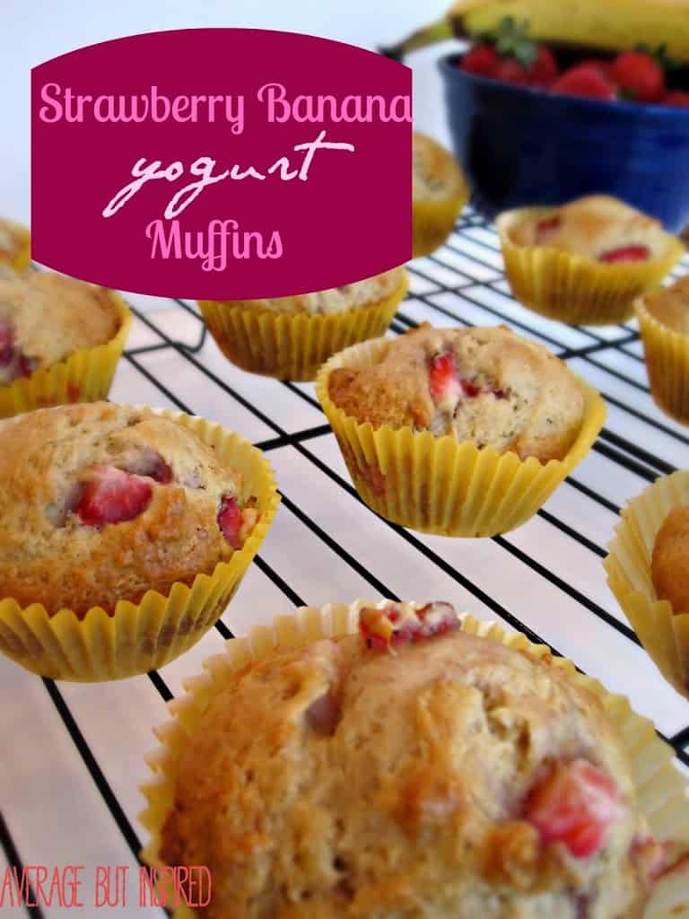 Strawberry Banana Yogurt Muffins are a DELICIOUS and healthy treat! Filled with fresh fruit and yogurt - they're delicious!