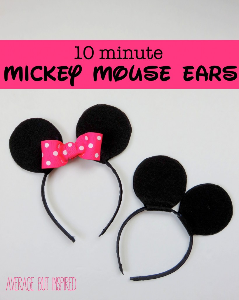 With a few inexpensive supplies you can make your own Mickey Mouse or Minnie Mouse ears! Best part is that it only takes about 10 minutes total! This is a great DIY Halloween costume for kids or adults!