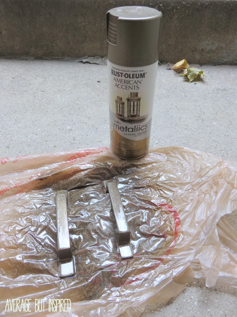 Wood Slice - spray painted hardware
