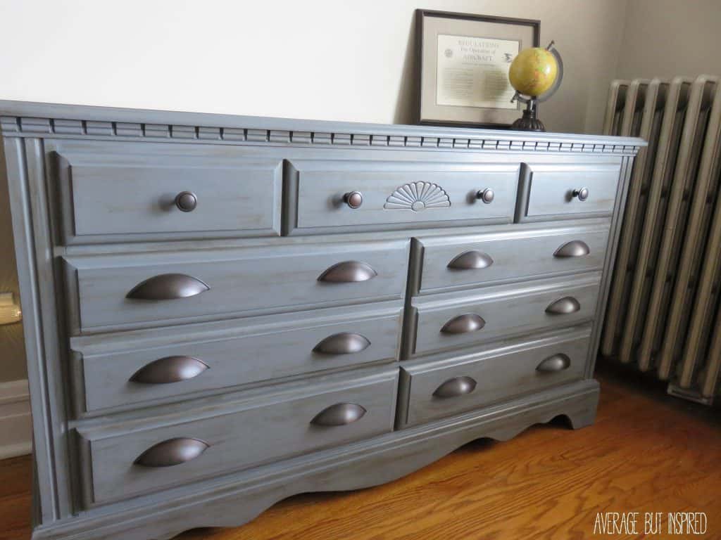 This gray chalk paint dresser makeover is beautiful! See how she updated her childhood dresser to look more modern for her son.
