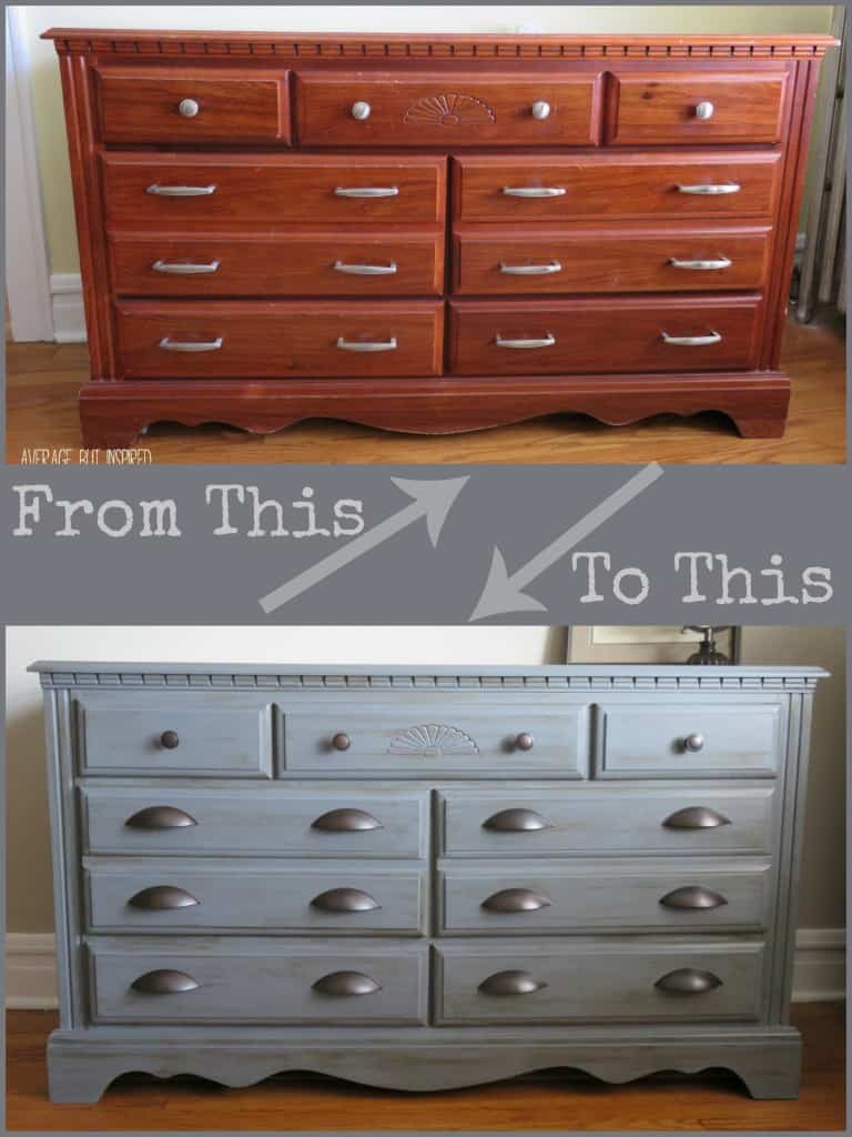 This gray chalk paint dresser makeover took a dated dresser and made it fabulous!