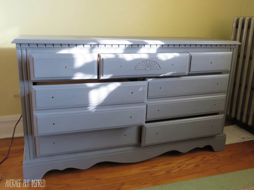 This 1980s dresser got a gray chalk paint makeover.