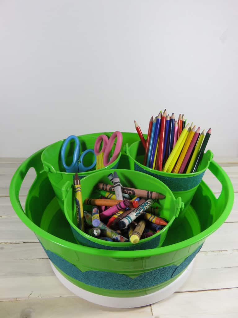 A DIY Art Supply Storage caddy is a great way to keep your kids' art supplies organized.