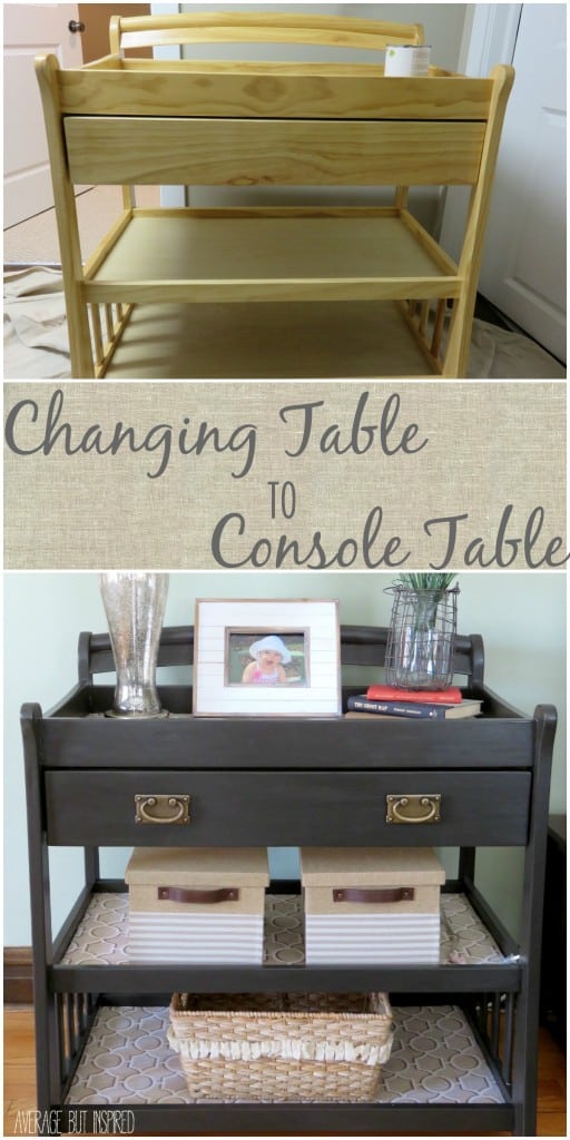 Give an old changing table new life by turning it into a console table!