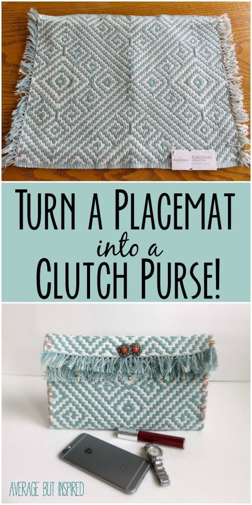 Cute idea! Turn a placemat into a clutch purse without a sewing machine! Learn to make this DIY placemat clutch in this post.