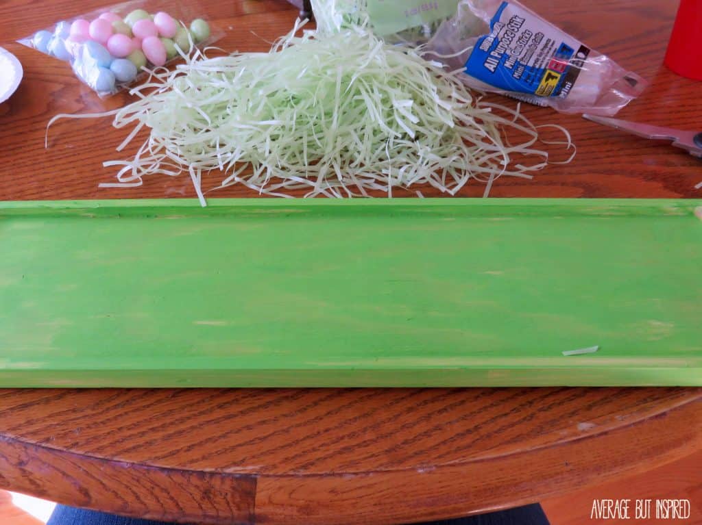 In just 20 minutes you can make a fun "egg hunt" sign for Easter with inexpensive supplies!