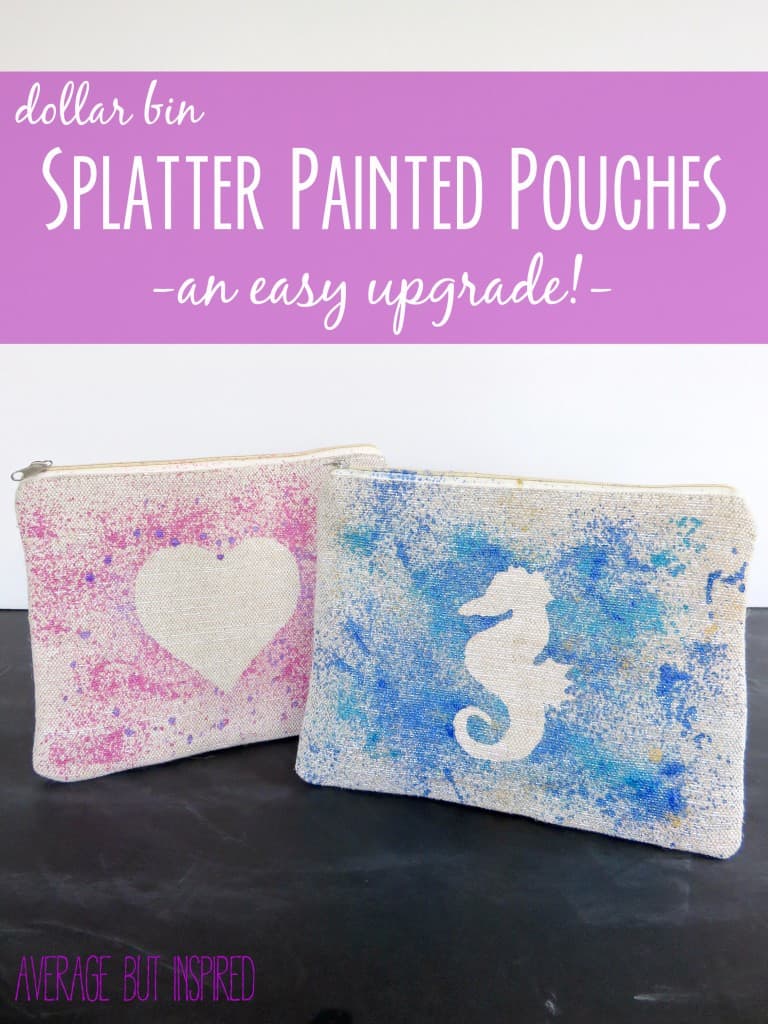 Fun project! Customize plain pouches with splatter paint for a fun new look! Great project for kids, too!