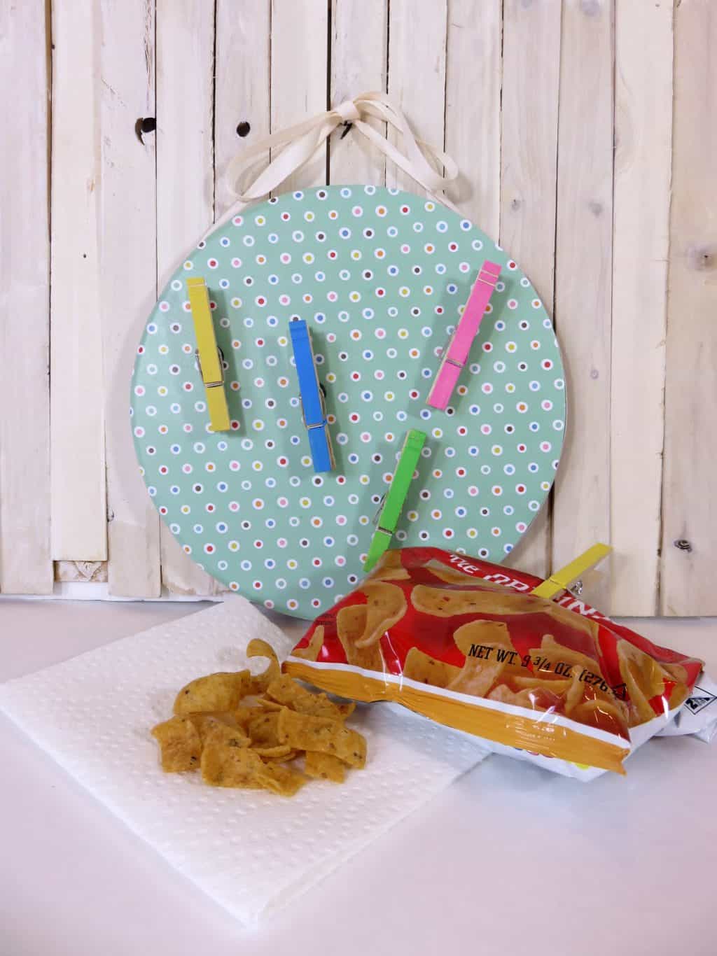 Create a DIY magnetic chip clip holder with Dollar Tree supplies.