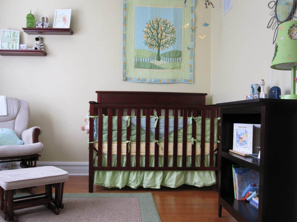 This is the BEFORE picture of a gender neutral nursery that's now a vintage airplane bedroom!