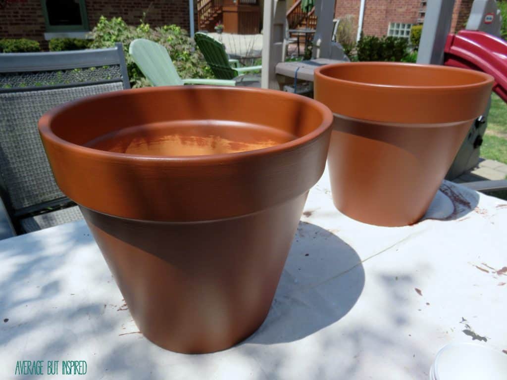 DIY Faux Copper Planters give the look of aged copper at a fraction of the price! 