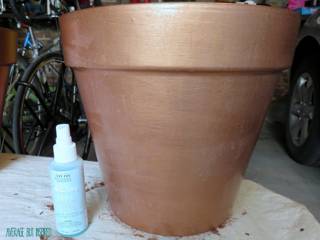 DIY Faux Copper Planters give the look of aged copper at a fraction of the price! 