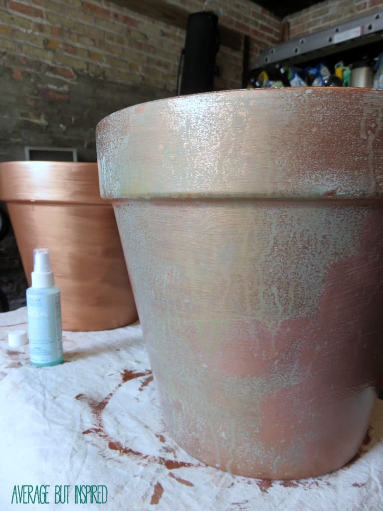 Black Wash with Copper Trim Planter