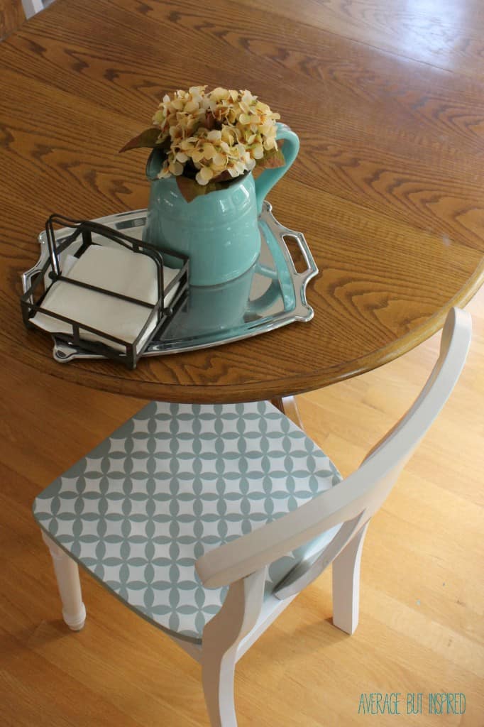 Give old chairs new life by stenciling the seats! It's an easy project that packs a lot of punch and will help make a statement in your home.