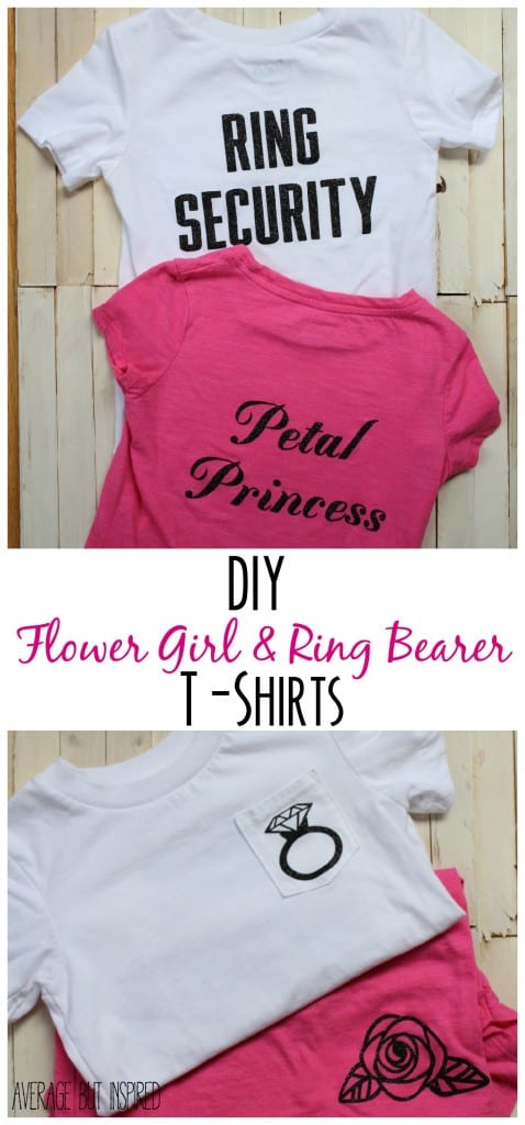SO adorable! Learn how to make these DIY flower girl and ring bearer t-shirts for the littlest ones in the wedding party. They're easy and so cute!