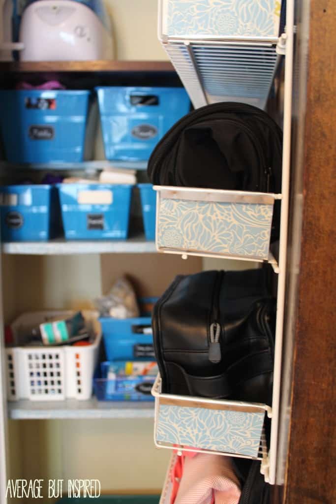 This post has awesome ideas for organizing a hall closet with items from the dollar store!  You don't have to spend a fortune to get your stuff in order!