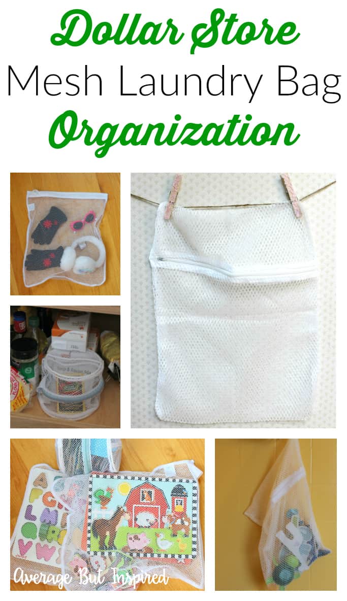 Mesh laundry bags from the dollar store are a GREAT organization tool! This post gives you lots of ideas on how to use mesh laundry bags to get organized!