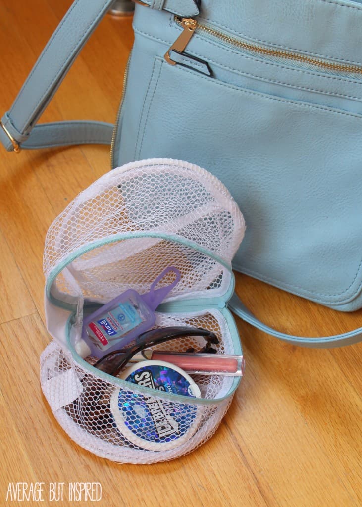 Mesh laundry bags from the dollar store are a GREAT organization tool! This post gives you lots of ideas on how to use them to get organized!
