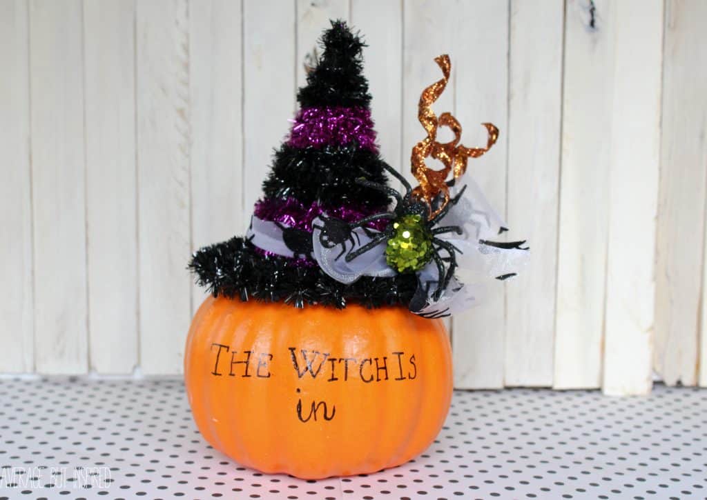 Turn a fake pumpkin into an adorable witch craft for Halloween!