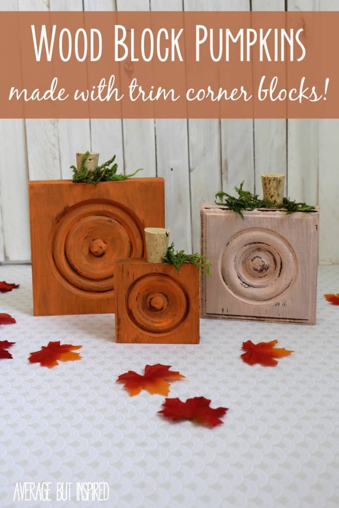 These wood trim corner block pumpkins are SO EASY to make! Get the full instructions and video tutorial from Average But Inspired.