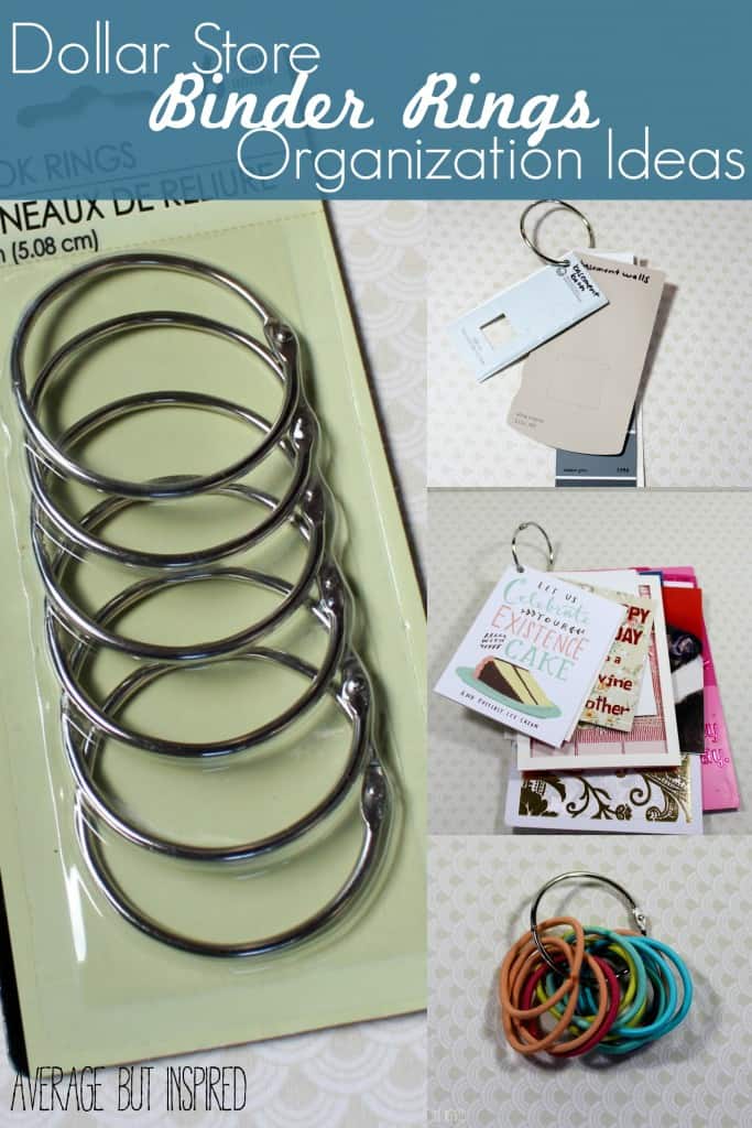 Binder rings are awesome little tools for organization and are so CHEAP! This post has great ideas on how to use them to organize everyday items.