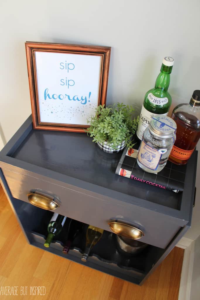 Transform a plain IKEA Rast dresser into a fun bar cart with this tutorial!