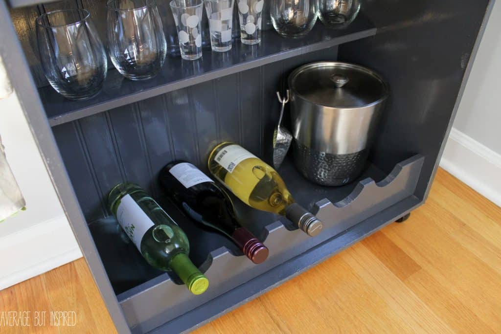 Transform a plain IKEA Rast dresser into a fun bar cart with this tutorial!