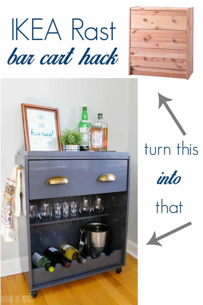 Ikea Rast Bar Cart Hack full before and after graphic