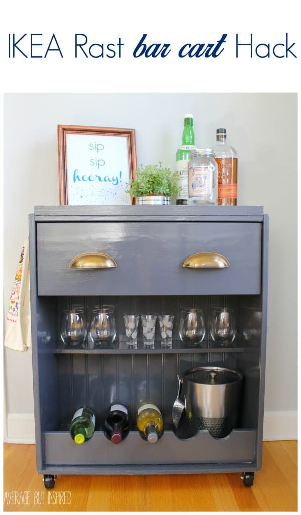 Transform a plain IKEA Rast dresser into a fun bar cart with this tutorial!