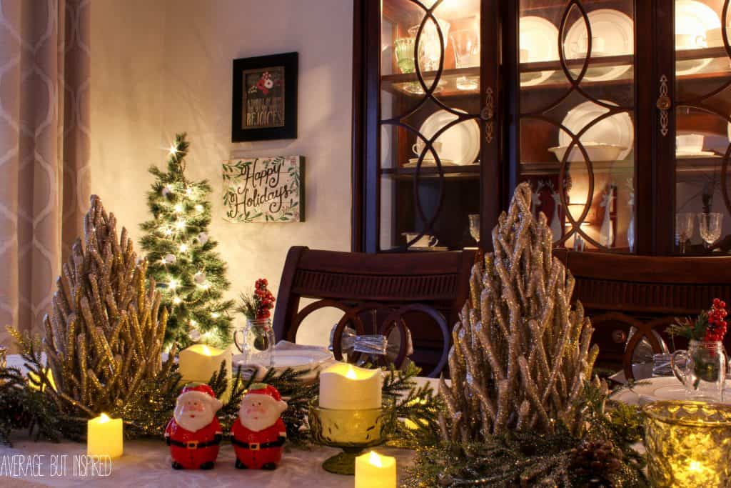 This post has great ideas for decorating your dining room for Christmas! 5 manageable tips will have you decking the halls in no time! #ad