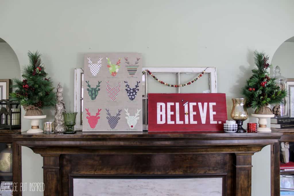 DIY Christmas wall art of reindeer silhouettes is an easy Christmas craft.
