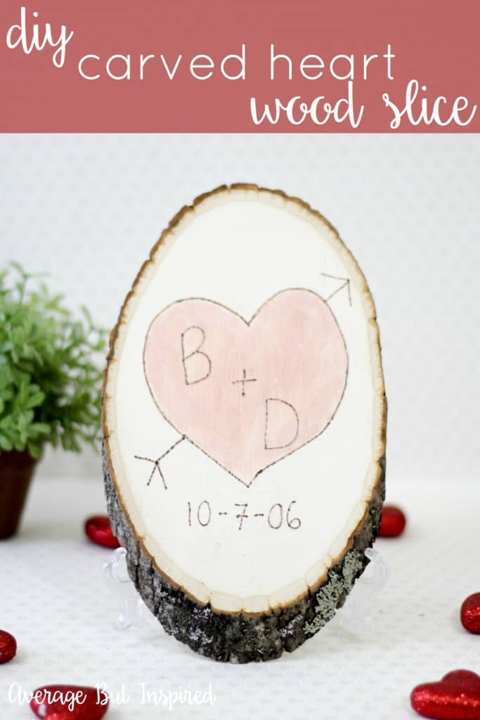 Cute! This DIY Carved Heart Wood Slice is a quick and easy project that's a perfect Valentine's Day gift, anniversary gift, wedding or engagement gift! Get the full tutorial here!