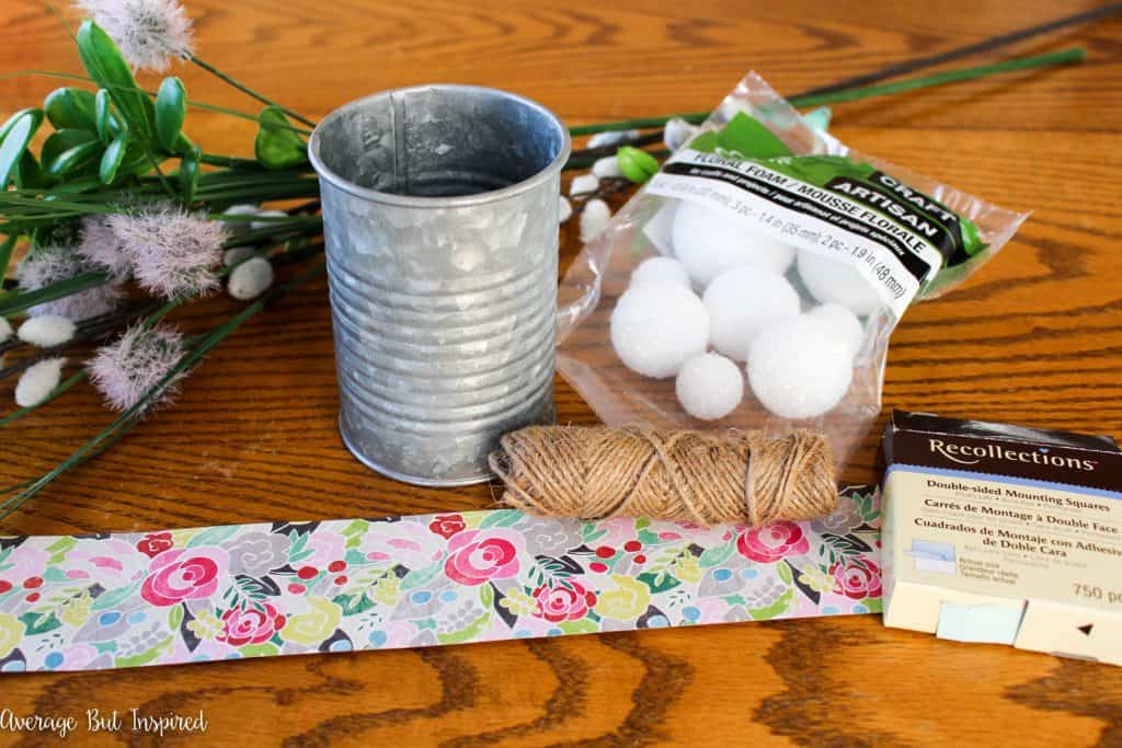These supplies create a really cute tin can vase! Love that for decor.