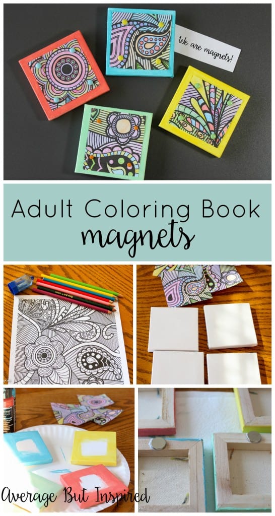 Get ideas for finished coloring pages! Turn your adult coloring book pages into magnets! It's a fun way to display your coloring book masterpieces, and a project anyone can make! Click through for supply list and instructions.