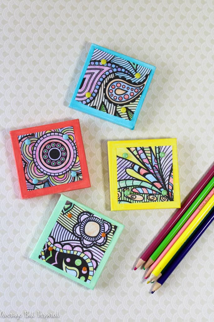 Turn your adult coloring book pages into magnets! It's a fun way to display your coloring book masterpieces, and a project anyone can make! Click through for supply list and instructions.