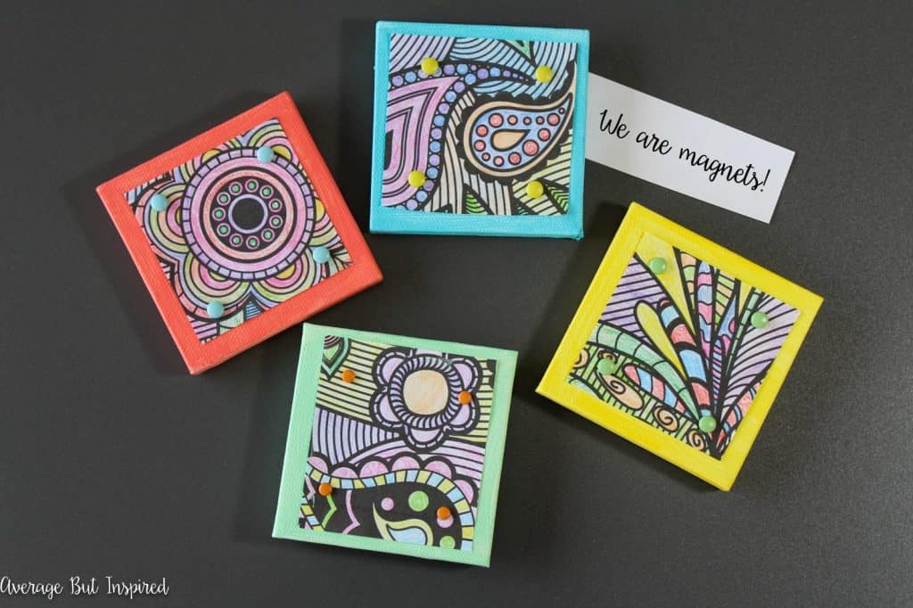 Turn your adult coloring book pages into magnets! It's a fun way to display your coloring book masterpieces, and a project anyone can make! Click through for supply list and instructions.
