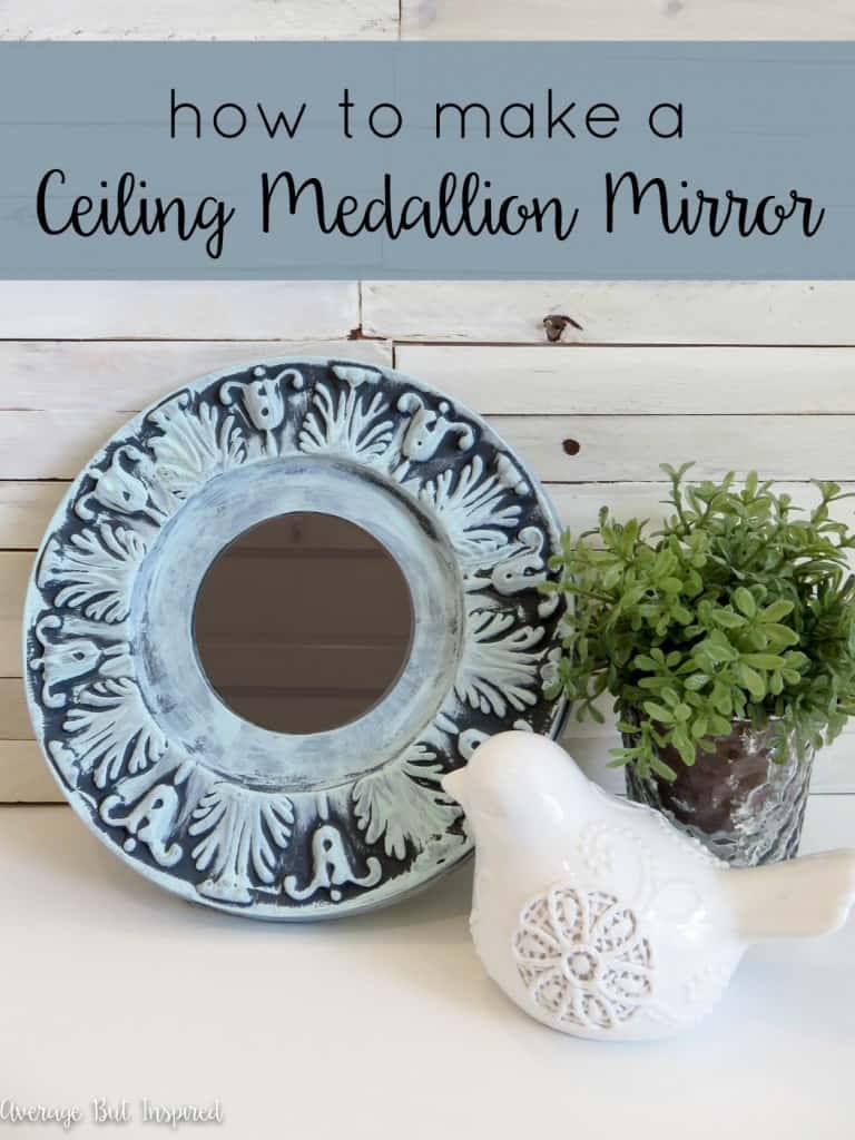 Add a decorative touch to any space with a pretty ceiling medallion mirror that you can make with just a few basic supplies!