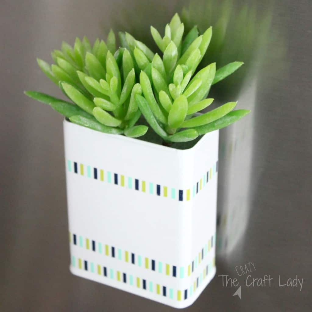 DIY Magnetic Succulent Holder - Florist bucket transformation - a great way to bring the outdoors inside this spring!