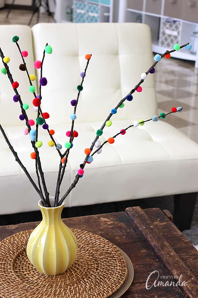 Pom pom branches are a quick and easy craft anyone can make! Get the full tutorial from Crafts by Amanda.