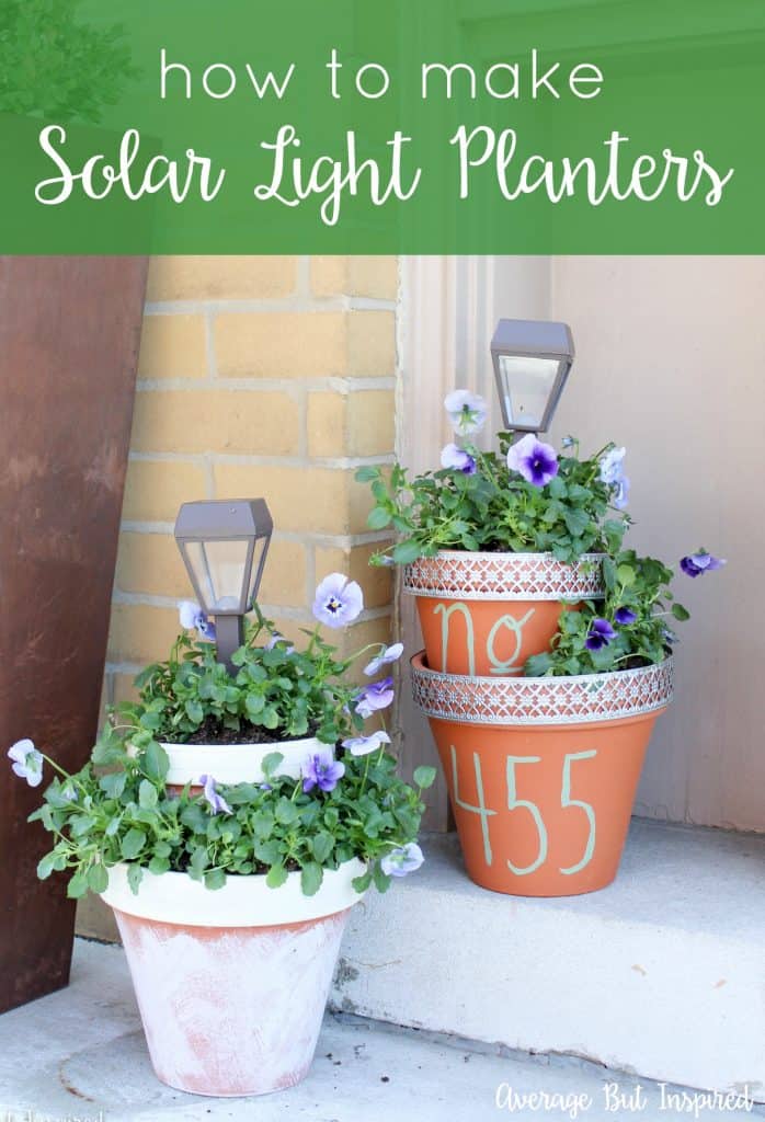 Add some height and light to your planters with these easy DIY Solar Light Planters. Get the full tutorial in this post.