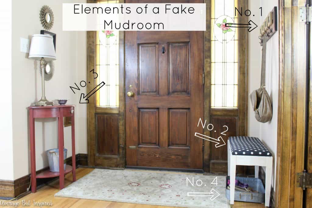 Just because you don't have a mudroom doesn't mean your entryway can't be organized. Learn how to create a fake mudroom in your home with 5 essential elements to any organized entryway!
