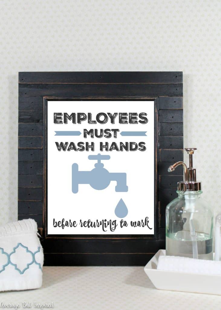 Adorable! This FREE printable bathroom art comes in four colors to choose from! Give visitors to your home's bathroom a chuckle with this funny print.