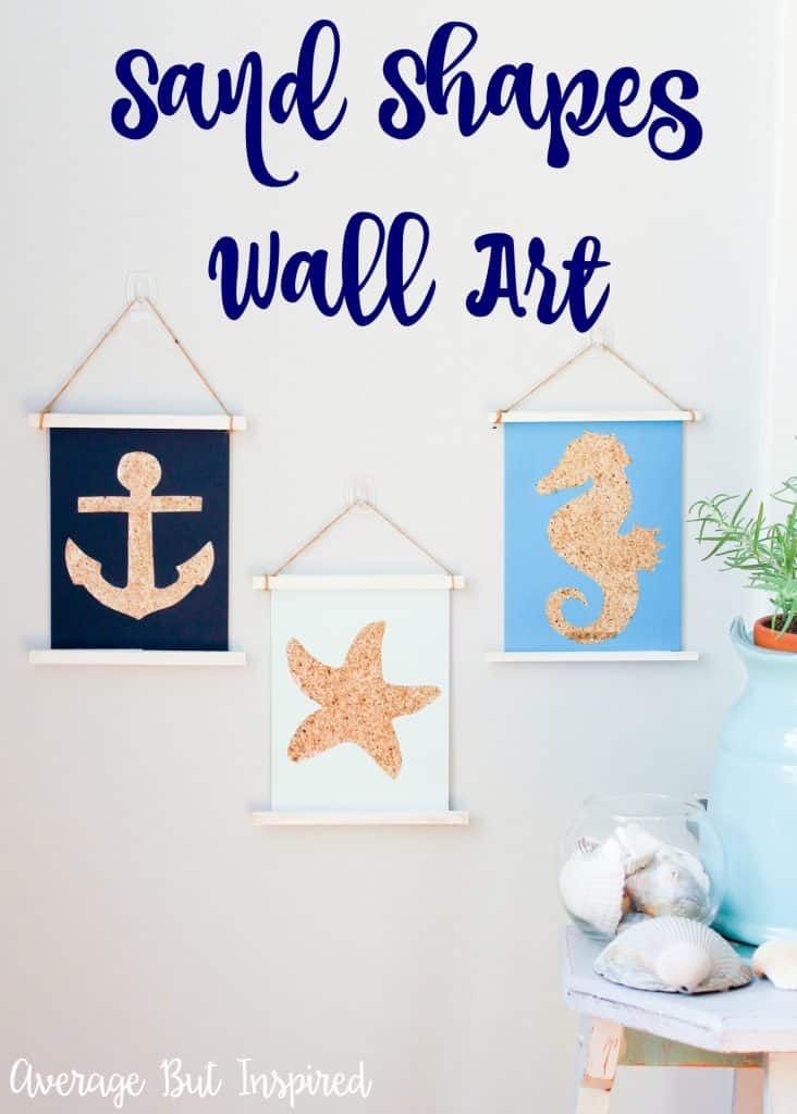 Use sand to create adorable sandy shapes wall art with this fun tutorial! It's a surprisingly low-mess project and it's really easy to make. Get the full tutorial and FREE shape templates in this post. Great sand art ideas!