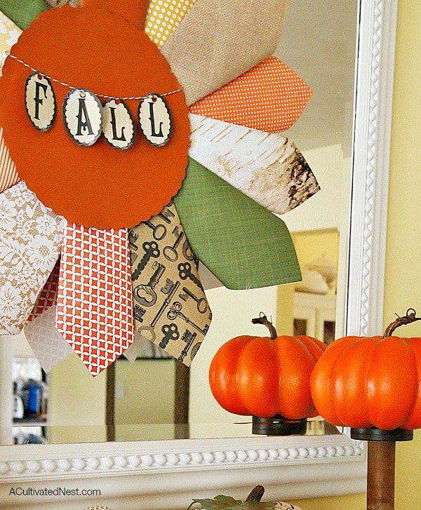 This Scrapbook Paper Wreath is from A Cultivated Nest