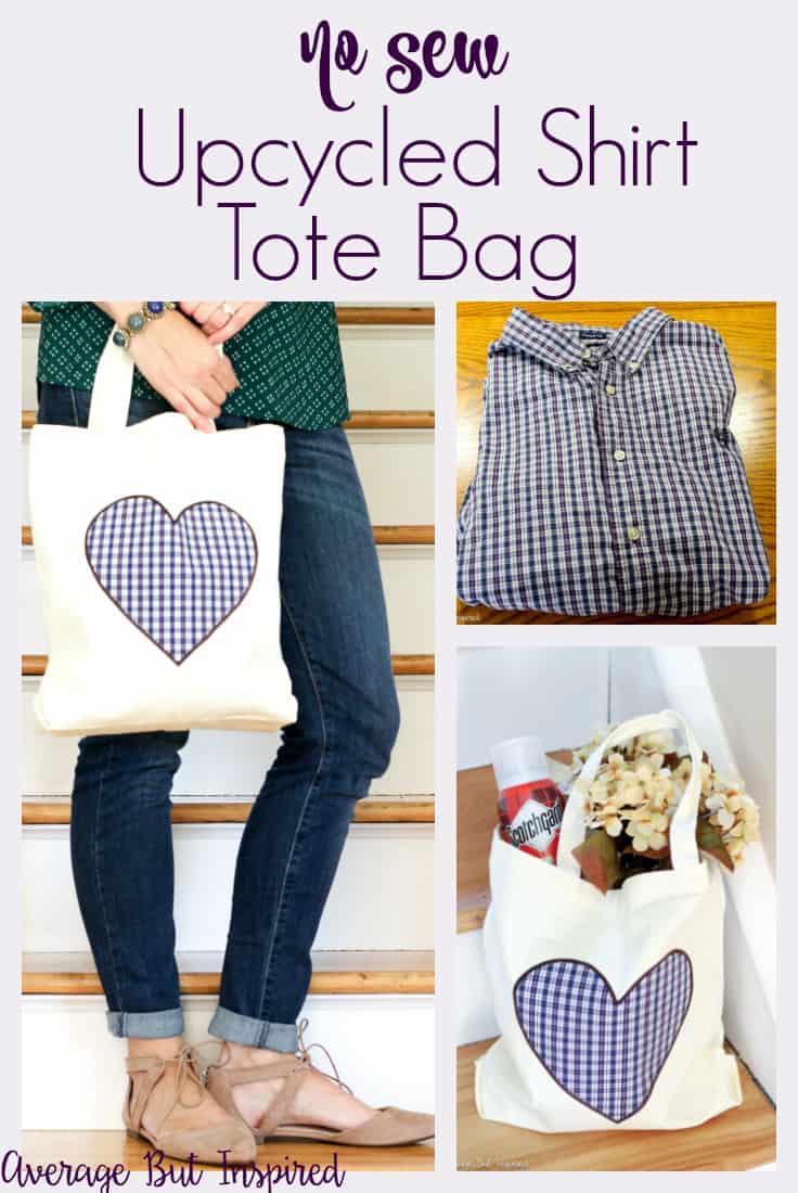 Use an old shirt to create an adorable tote bag! No sewing required with this quick and easy tutorial.
