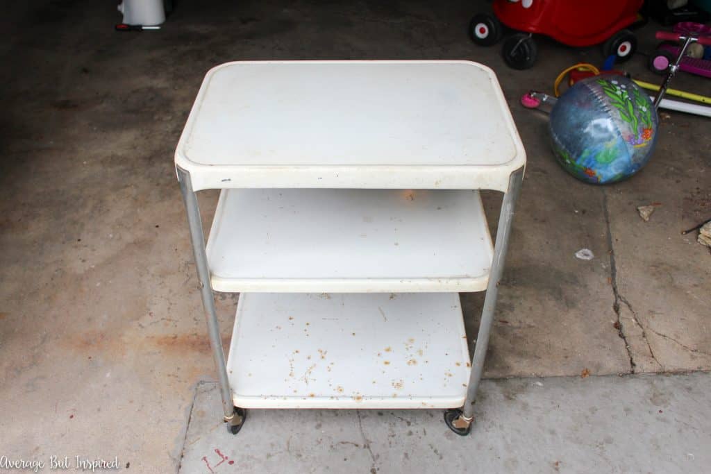 The "before" version of a vintage projector cart. The "after" is so much prettier!