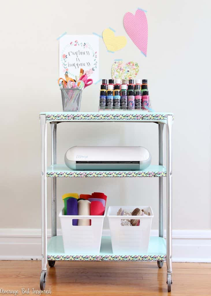 A vintage projector cart got a makeover and a new purpose as a craft cart. Get all the details on how to easily replicate this project right here!