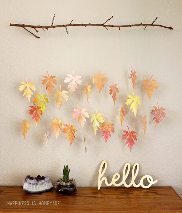 Watercolor Fall Leaf and Branch Mobile from Happiness is Homemade