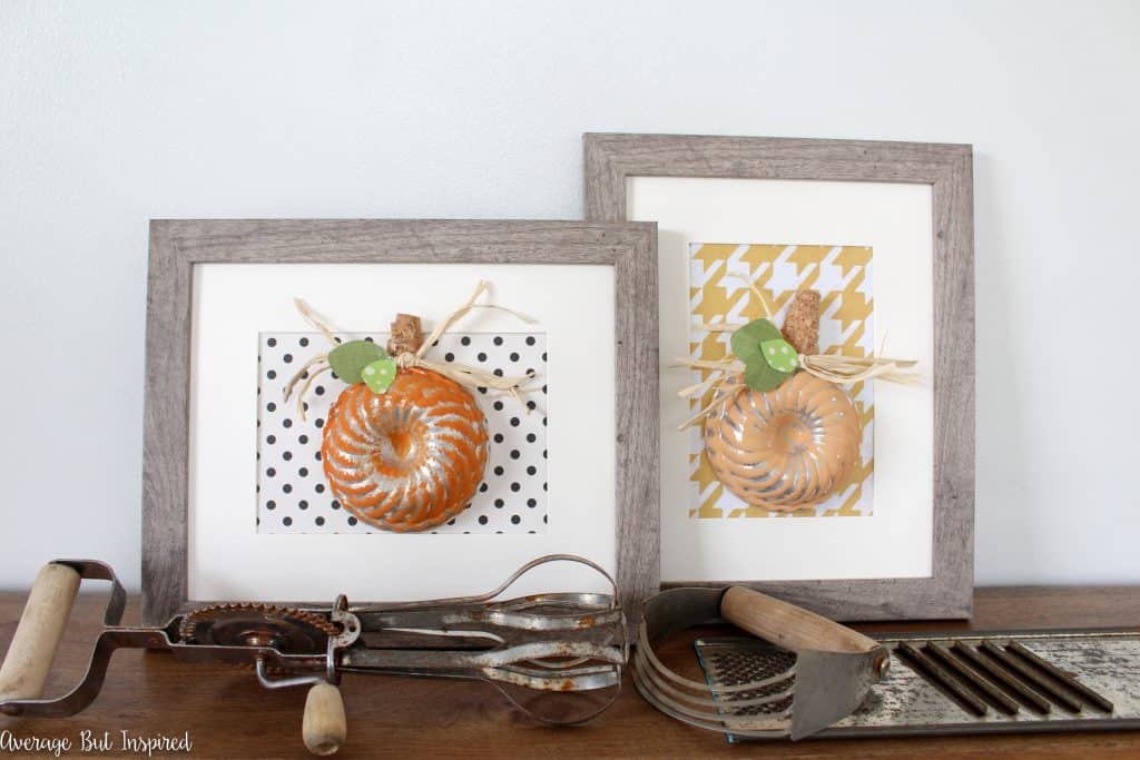 Turn mini bundt cake pans into pumpkins for your fall decor! These are a perfect fall decoration for the kitchen or anywhere else in the home!