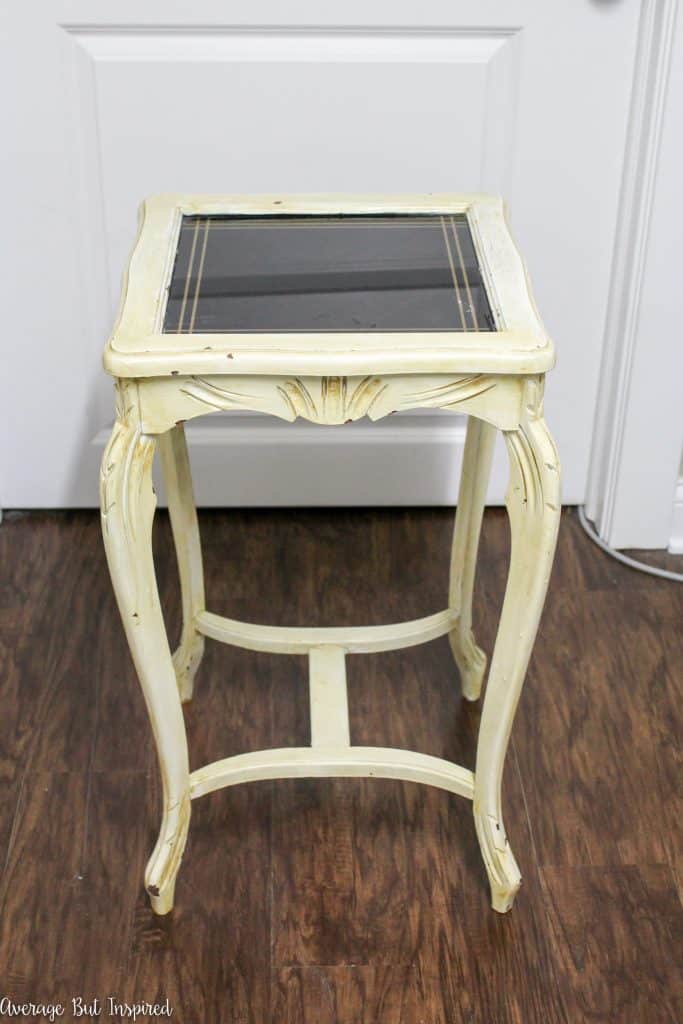 This outdated table with an ugly paint job got a makeover! Read all about its new look, including how it got repainted without using a topcoat or sealer.